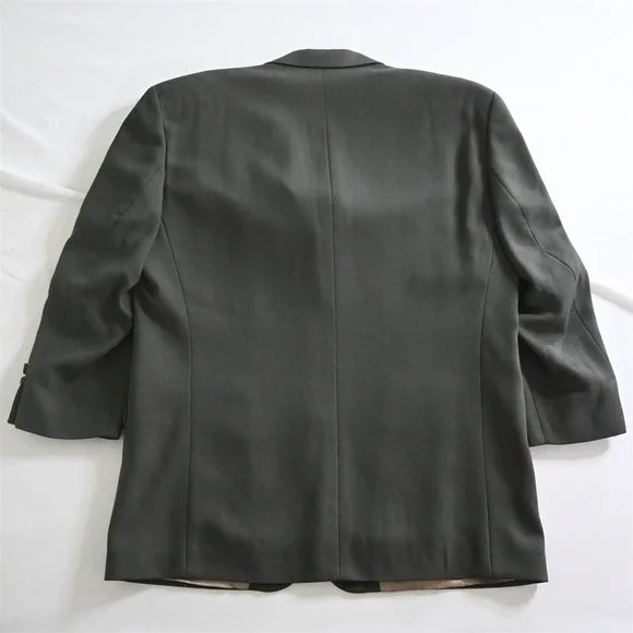 Vtg Alfani 40S 34x28 Olive Green 100% Wool Mens Jacket Pants Suit